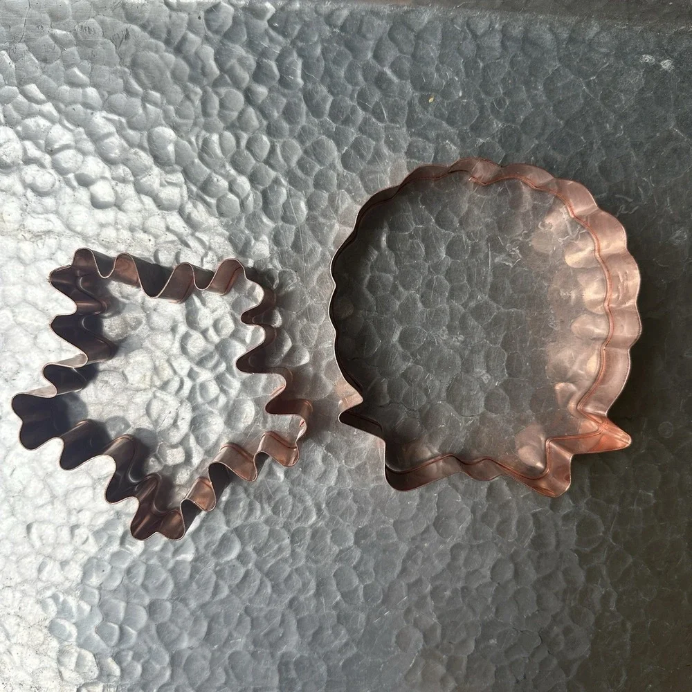 Braman Christmas Wreath and Snowflake Solid Copper Metal Cookie Cutters Lot Of 2